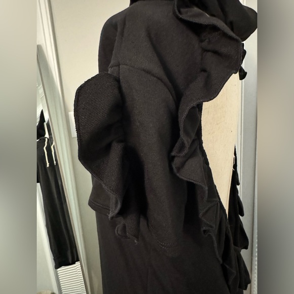 Black Terry Open Back Hooded Mini Sun Dress | Small - Picture 8 of 13